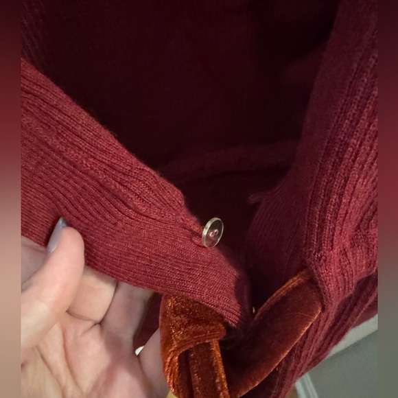 Sarah Spencer Burnt Red Merino Knit Tie Cardigan, size XL - Picture 3 of 7